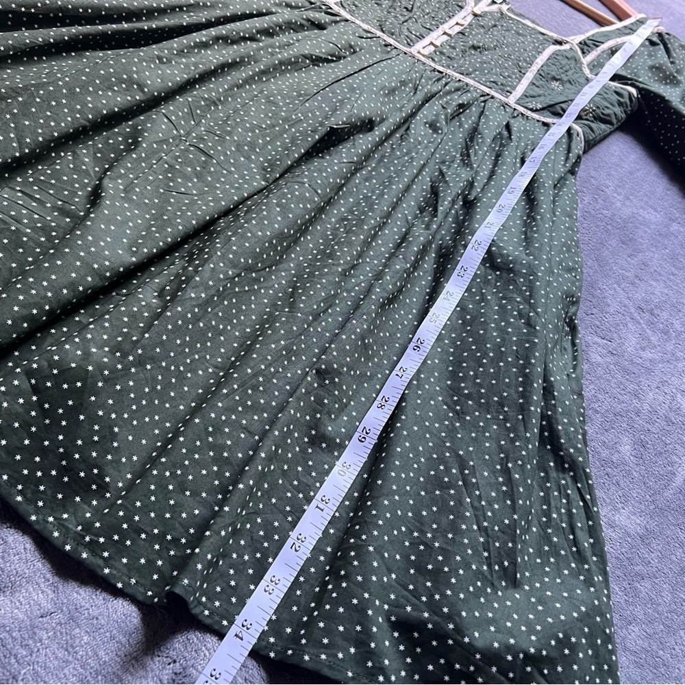 NEW Madewell Simi Patchwork Mini Dress Sz 2 Green White Boho Garden Puff Sleeve - Picture 9 of 16
